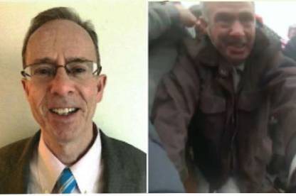A photo collage of John O’Kelly who was charged for his role in the Jan. 6 Capitol riots